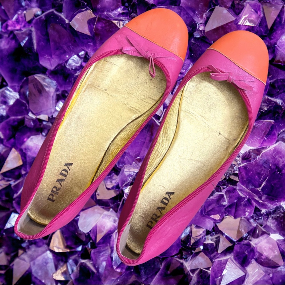 PRADA flats Fuscia Orange Early 2000s Vintage